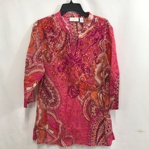 Chico’s Sequined Summer Weight Blouse Size 2